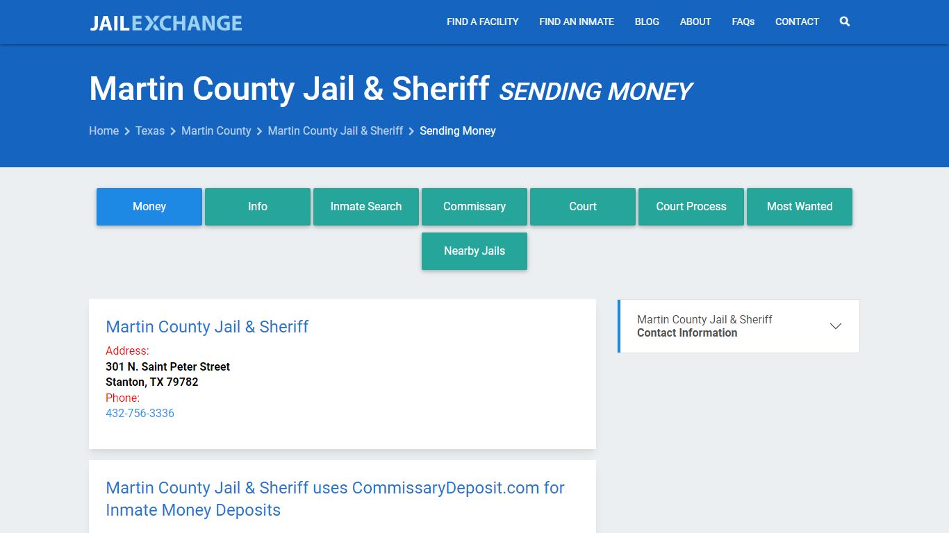 Send Money to Inmate - Martin County Jail & Sheriff, TX